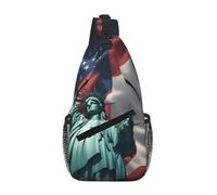 MGGAklp Statue Of Liberty Flag Print Fashion Crossbody Backpack Shoulder Bag Chest Bag For Men Women Hiking Travel