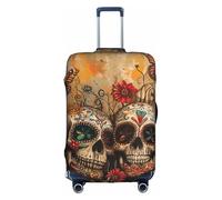 MGGAklp Sugar Skulls Butterfly Print Washable Stretch Suitcase Protector Anti Scratch Travel Suitcase Cover for Adult