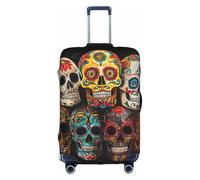 MGGAklp Sugar Skulls Print Washable Stretch Suitcase Protector Anti Scratch Travel Suitcase Cover for Adult