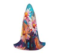 MGGAklp Summer Floral Daisies Flower Print Hooded Cape For Teenagers For Halloween, Cosplay And Themed Parties