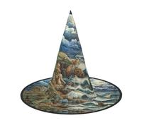 MGGAklp The Seaside Lighthouse Print Party Hat Halloween Carnival Witches Hats For Themed Parties Holiday Decor