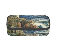 MGGAklp The Seaside Lighthouse Print Pencil Pouch Stationery with Zipper School Supplies for Girls Boys Office