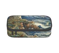 MGGAklp The Seaside Lighthouse Print Pencil Pouch Stationery with Zipper School Supplies for Girls Boys Office