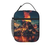 MGGAklp Volcano Print Lunch Bag Portable Reusable Zipper Lunch Box for Work Picnic Travel Camping