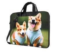 MGGAklp Wearing Clothes Corgi Dogs Print Laptop Shoulder Bag Zipper Waterproof With Adjustable Shoulder Strap