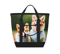 MGGAklp Wearing Clothes Corgi Dogs Print Large Capacity Insulated Tote Bag With Zipper For Work, Picnic, And Travel