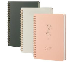 MGGAO 3 Pcs Spiral Notebooks For Women - Aesthetic College Ruled Journal/Notebook with Large Pockets & 7mm 60 Sheets Lined Pages - for School and Office Supplies(A5, 21 x 14.5 cm)