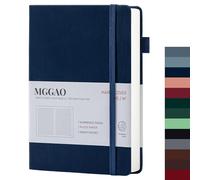 MGGAO A5 Ruled Journal 100 GMS Lined Thick Paper with 188 Numbered Pages Premium Leather Hardcover Notebook for Personal Writing Study Office Travel Recording (Striped Navy,Ruled)