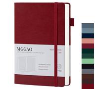 MGGAO A5 Ruled Journal 100 GMS Lined Thick Paper with 188 Numbered Pages Premium Leather Hardcover Notebook for Personal Writing Study Office Travel Recording (Red,Ruled)