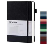 MGGAO A5 Ruled Journal 100 GMS Lined Thick Paper with 188 Numbered Pages Premium Leather Hardcover Notebook for Personal Writing Study Office Travel Recording (Black,Ruled)