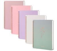 MGGAO A5 Spiral Notebook, 5 Pack Lined Journal Notebooks, with Double Pocket, Spiral Journals for Writing, 8mm College Ruled for School, Work Office…