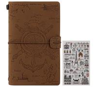 MGGAO Leather Sailor Journal-Vintage Travel Notebook for Women Men-Refillable Travel Journal with Blank & Lined Pages, Gifts for Girls & Boys Kids-A6