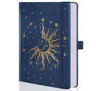 MGGAO Sun & Moon Dot Journals for Women Men, A5 Dotted Hardcover Notebooks for Writing for Work, Travel, School, 190 Numbered Pages, 14.7 x 21.4 cm