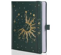 MGGAO Sun & Moon Dot Journals for Women Men, A5 Dotted Hardcover Notebooks for Writing for Work, Travel, School, 190 Numbered Pages, 14.7 x 21.4 cm