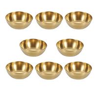 MGGi 8Pcs 3.3inch Stainless Steel Sauce Dishes Round Mini Individual Saucers Bowl, Seasoning Dishes Sushi Dipping Bowl Appetizer Plates, for Sushi,Side Dishes,Dessert,Tomato Sauce,Soy,BBQ - Golden