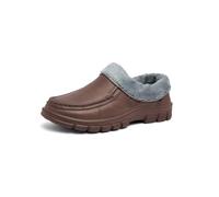 MGGMOKAY Men's Chef Clogs Waterproof Garden Clogs Fleece Lined Slip On Comfortable Work Shoes for Indoor Outdoor,Brown,11