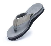 MGGMOKAY Mens Flip Flops Thong Sandals with Orthotic Arch Support Anti Slip Summer Slipper,Grey,8