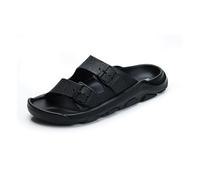 MGGMOKAY Mens Sandals Lightweight Arch Support Slides with Adjustable Buckle Straps for Summer,Black,12