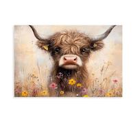 MGHDGD Baby Cow in Wildflowers Oil Painting Poster Canvas Poster Wall Art Decor Print Picture Paintings for Living Room Bedroom Decoration 20x30inch(50x75cm)