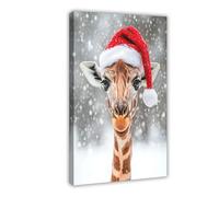 MGHDGD Cute Giraffe Christmas Art, Animal Poster Canvas Poster Bedroom Decor Landscape Office Room Decor Gift 24x36inch(60x90cm)