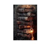 MGHDGD Forbidden Knowledge Painting,Chained Books And Key Canvas Poster Wall Art Decor Print Picture Paintings for Living Room Bedroom Decoration 12x18inch(30x45cm)