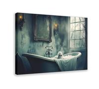 MGHDGD Ghost in The Bath Tub, Dark Academia Canvas Poster Bedroom Decor Landscape Office Room Decor Gift 20x30inch(50x75cm)