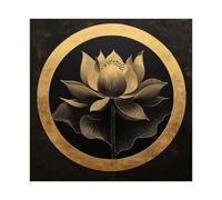 MGHDGD Gold Lotus Flower in Japanese Zen Style Canvas Poster Bedroom Decor Landscape Office Room Decor Gift 28x28inch(70x70cm)