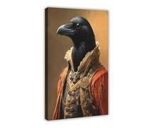 MGHDGD Gothic Crow Poster, Dark Academia Oil Painting Canvas Poster Wall Art Decor Print Picture Paintings for Living Room Bedroom Decoration 12x18inch(30x45cm)