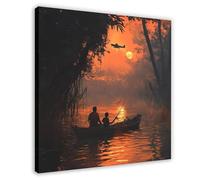 MGHDGD Mystical Jungle Sunset- Enchanting River Scene Canvas Poster Bedroom Decor Landscape Office Room Decor Gift 28x28inch(70x70cm)
