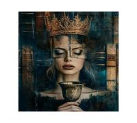 MGHDGD Queen of Literature, Dark Academia Library Art Canvas Poster Bedroom Decor Landscape Office Room Decor Gift 12x12inch(30x30cm)