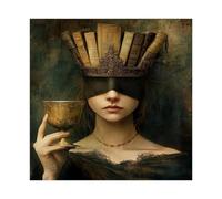 MGHDGD Queen of Literature Painting, Dark Academia Library Art Canvas Poster Bedroom Decor Landscape Office Room Decor Gift 20x20inch(50x50cm)