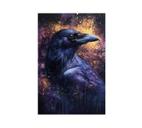 MGHDGD Raven Wall Art, Dark Academia, Purple Gothic Crow Canvas Poster Bedroom Decor Landscape Office Room Decor Gift 12x18inch(30x45cm)