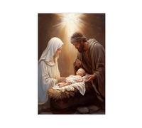 MGHDGD Religious Christmas Art, Mary, Joseph, Baby Jesus Canvas Poster Wall Art Decor Print Picture Paintings for Living Room Bedroom Decoration 24x36inch(60x90cm)