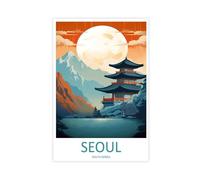 MGHDGD Seoul Travel Art South Korea Art Lover Gift Canvas Poster Bedroom Decor Landscape Office Room Decor Gift 08x12inch(20x30cm)