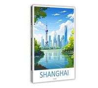MGHDGD Shanghai Travel Art China Shanghai Art Gift (2) Canvas Poster Wall Art Decor Print Picture Paintings for Living Room Bedroom Decoration 08x12inch(20x30cm)