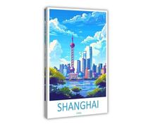 MGHDGD Shanghai Travel Art China Shanghai Art Gift Canvas Poster Bedroom Decor Landscape Office Room Decor Gift 20x30inch(50x75cm)