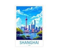 MGHDGD Shanghai Travel Art China Shanghai Art Gift Canvas Poster Bedroom Decor Landscape Office Room Decor Gift 20x30inch(50x75cm)