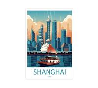 MGHDGD Shanghai Travel Art China Shanghai Art Gift Canvas Poster Wall Art Decor Print Picture Paintings for Living Room Bedroom Decoration 20x30inch(50x75cm)