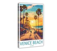 MGHDGD Venice Beach Travel California Art Coastal Poster Canvas Poster Wall Art Decor Print Picture Paintings for Living Room Bedroom Decoration 16x24inch(40x60cm)