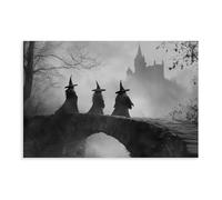 MGHDGD Vintage Witches in The Forest Black And White Sepia Canvas Poster Wall Art Decor Print Picture Paintings for Living Room Bedroom Decoration 20x30inch(50x75cm)