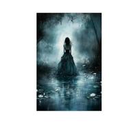 MGHDGD Woman Walking Into The Lake Dark Academia Canvas Poster Wall Art Decor Print Picture Paintings for Living Room Bedroom Decoration 24x36inch(60x90cm)