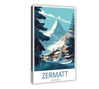 MGHDGD Zermatt Travel Art Ski Art Lover Gift (2) Canvas Poster Wall Art Decor Print Picture Paintings for Living Room Bedroom Decoration 20x30inch(50x75cm)