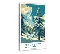 MGHDGD Zermatt Travel Art Ski Art Lover Gift (3) Canvas Poster Bedroom Decor Landscape Office Room Decor Gift 20x30inch(50x75cm)