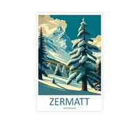 MGHDGD Zermatt Travel Art Ski Art Lover Gift (3) Canvas Poster Wall Art Decor Print Picture Paintings for Living Room Bedroom Decoration 20x30inch(50x75cm)