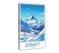 MGHDGD Zermatt Travel Art Ski Art Lover Gift Canvas Poster Bedroom Decor Landscape Office Room Decor Gift 20x30inch(50x75cm)