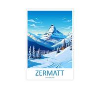 MGHDGD Zermatt Travel Art Ski Art Lover Gift Canvas Poster Bedroom Decor Landscape Office Room Decor Gift 20x30inch(50x75cm)