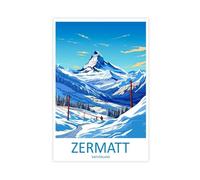 MGHDGD Zermatt Travel Art Ski Art Lover Gift Canvas Poster Wall Art Decor Print Picture Paintings for Living Room Bedroom Decoration 20x30inch(50x75cm)