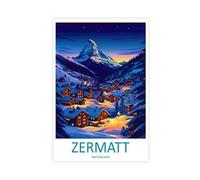 MGHDGD Zermatt Travel Poster Switzerland Art Canvas Poster Wall Art Decor Print Picture Paintings for Living Room Bedroom Decoration 20x30inch(50x75cm)