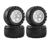 MGHGFYTAS Compatible With MJX For Hyper Go H16 16207 16208 16209 16210 1/16 RC Car Upgrade Parts 4pcs 104mm Rubber Wheel Tire Tyre 12mm Hex Rc car wheels rims tires(White)