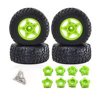 MGHGFYTAS Compatible With TRAXXAS For Slash For ARRMA For SENTON 1/8 1/10 RC Car Short Course Truck 109mm Tire With 12mm 14mm 17mm Wheel Hex RC Wheel Tire(Green)